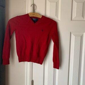 Ralph Lauren Men's V-Neck Sweater in Bold Red